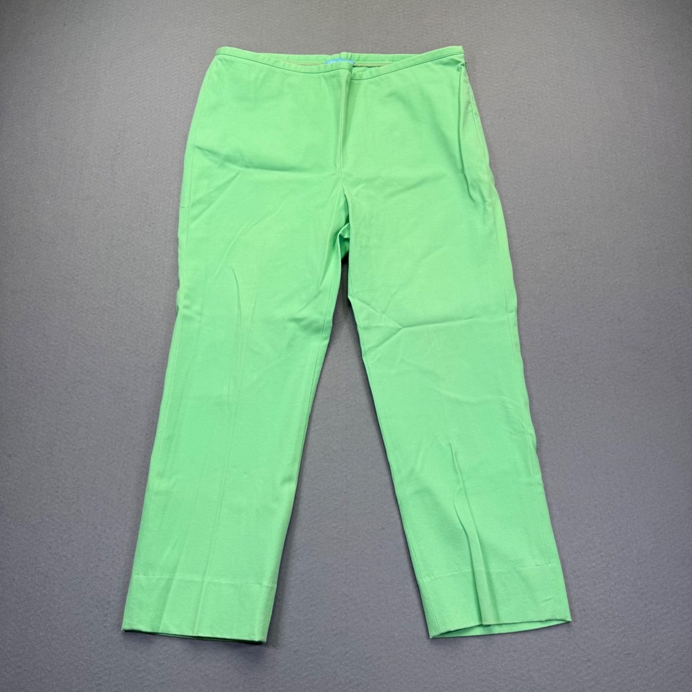 J.McLaughlin Womens Size 10 Brightâ Green Cotton Stretch Side Zip Ankle Pants